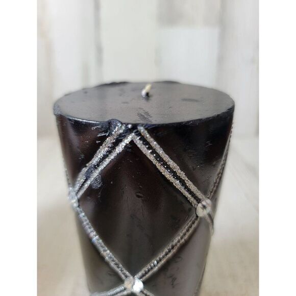 Black Halloween gem silver candle patterned home decor - Picture 6 of 8